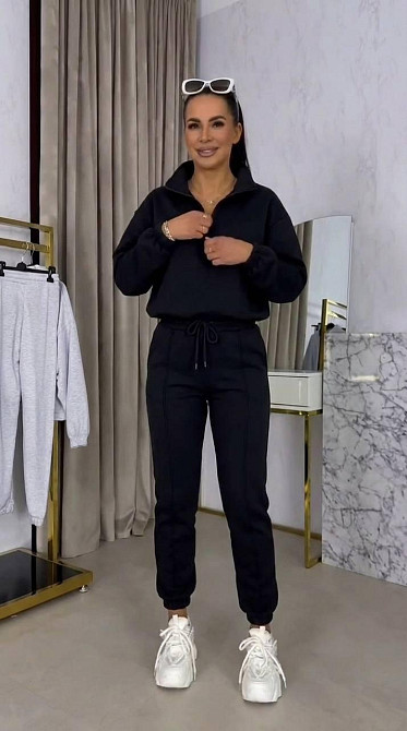 Женский плюшевый прогулочный костюм двойка из велюра Черный, 50/52 Одесса - изображение 1