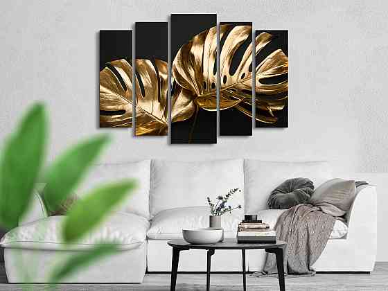 Модульна картина у вітальню / спальню Золоті листя Art-442_5 ( 80х118см ) Київ