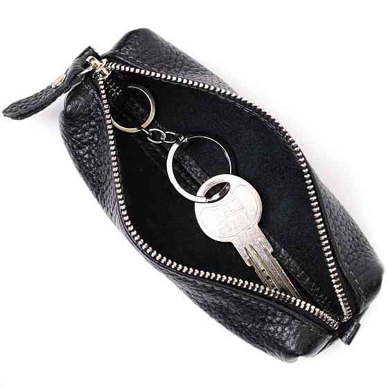 Практична шкіряна ключниця GRANDE PELLE 11637 Чорний Київ