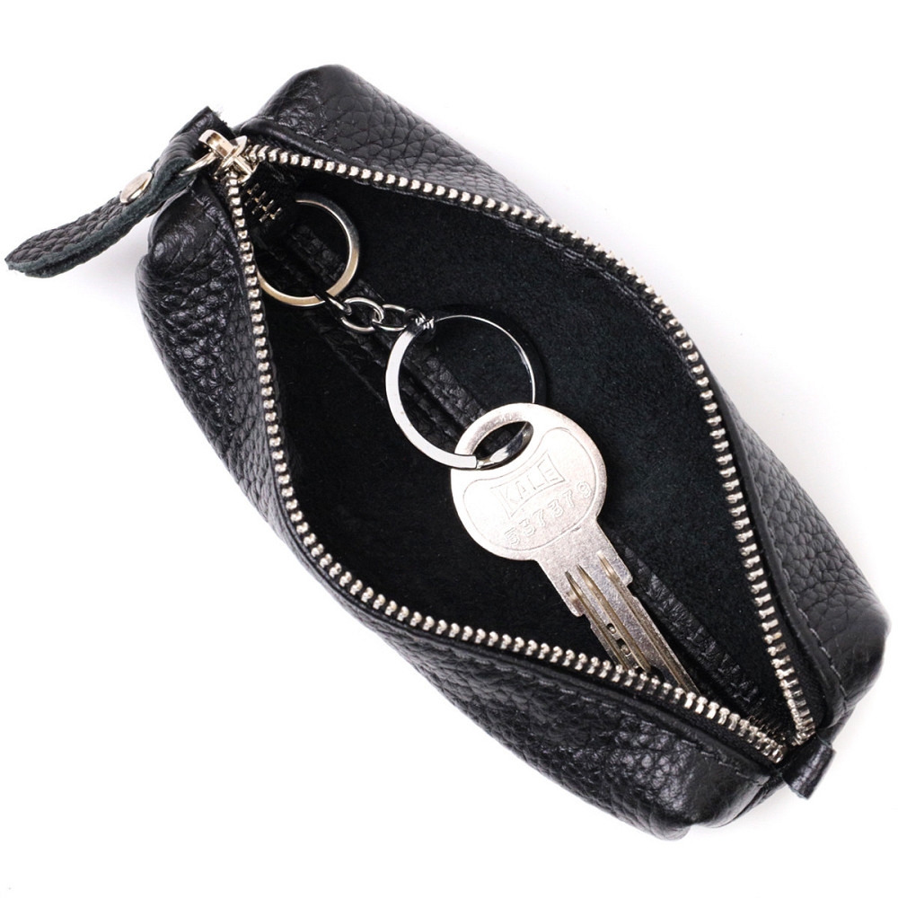 Практична шкіряна ключниця GRANDE PELLE 11637 Чорний Київ - фото 5