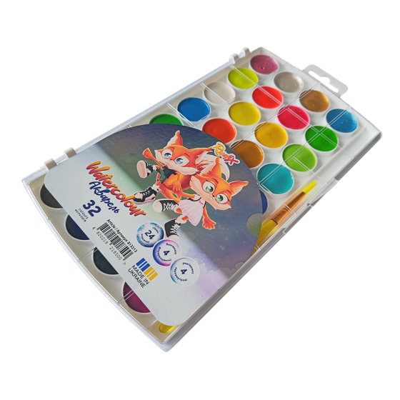 Набор акварельных красок 32 кол. с кистью Rudix Киев
