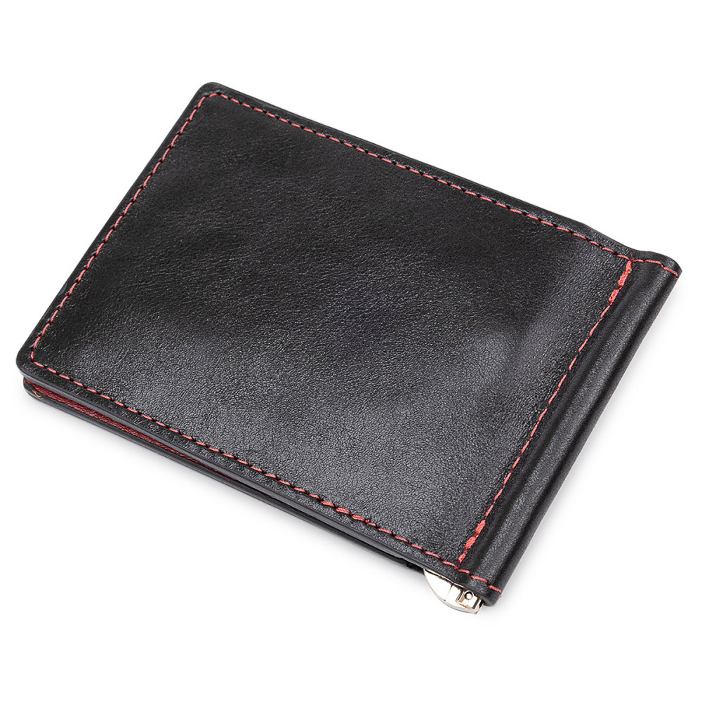 Кожаный стильный зажим для денег унисекс GRANDE PELLE 11541 Черный Киев - изображение 2