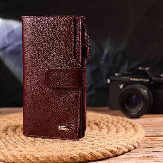 Вертикальний гаманець для жінок з натуральної шкіри CANPELLINI 21645 Бордовий Київ