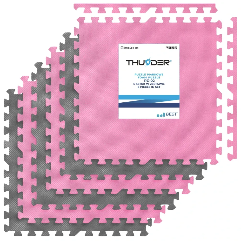 Килимок-пазл THUNDER PZ-02 60 х 60 рожево-сірий Київ - фото 1
