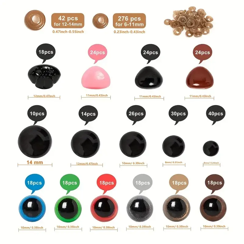 Набор из глаз и носиков с шайбами для изготовления игрушек и кукол, 636 шт. Киев - изображение 2