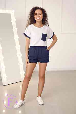 Стильний костюм з шортами "Florence" оптом | Розпродаж моделі Темно-синій, 44 Київ