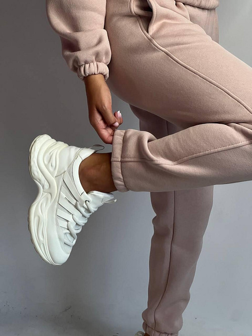 Флісовий спортивний костюм зі змійкою Бежевий M-L Харків - фото 2