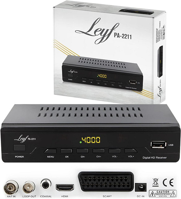 Цифровой кабельный ресивер LEYF PA-2211 DVB-C/C2 DVB-T2 Full HD HDMI USB SCART чёрный Киев - изображение 4