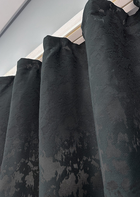 Комплект коротких штор VR-Textil Льон мармур Pavliani ХО № 1262ш Графітовий 130х170 см 2 шт (35-0204) Київ - фото 8