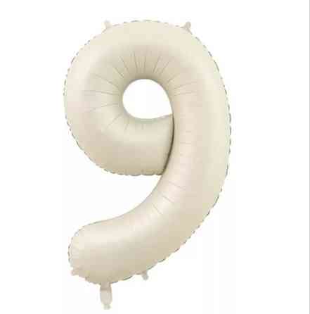 Шарик цифра 9 фольгированная 32 дюйма кремовый Киев