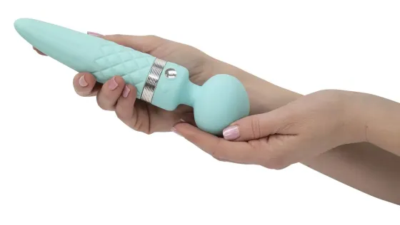 Вібромасажер 2в1 PILLOW TALK - Sultry Teal, класичний масажер і вібратор з ротацією, підігрів Львів