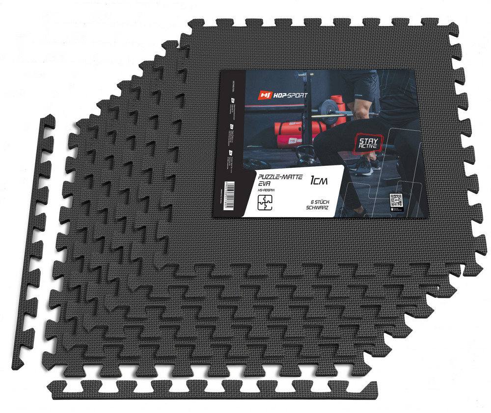 Мат-пазл Hop-Sport EVA 1см HS-A010PM - 6 частей черный Киев - изображение 1