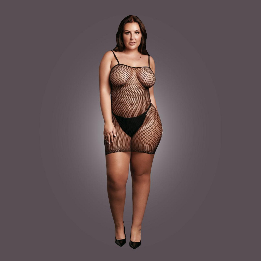 Жіноча коротка сукня з сітчастою структурою та тонкими бретелями Le Desir Short Fishnet Dress, чорна Sex Aura Київ - фото 7