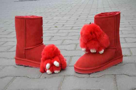 Violeta Угги жіночі Violeta червоні замша натуральна з кроликом 36-54 (1718) Коломыя