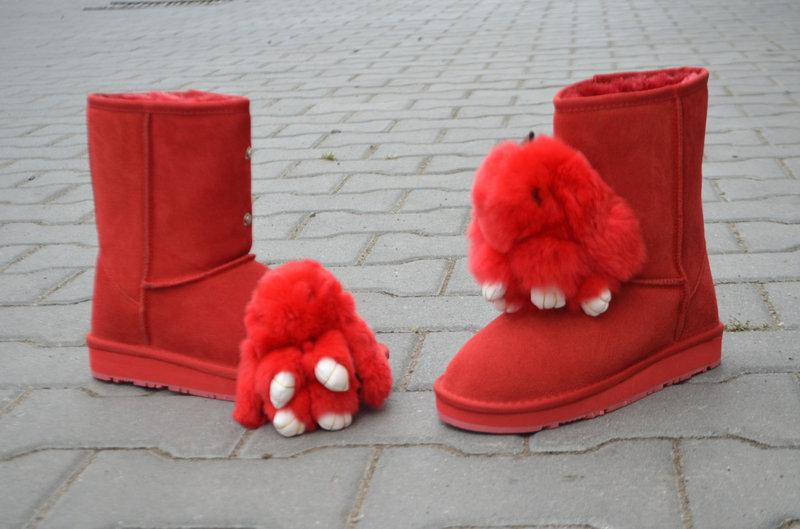 Violeta Угги жіночі Violeta червоні замша натуральна з кроликом 36-54 (1718) Коломыя - изображение 3