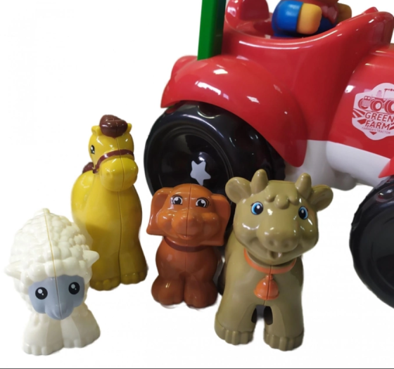 Трактор музичний Limo Toy з причепом звуки підсвічування 4 фігурки 36см Червоний (M 5572 UA) Чернигов