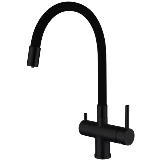 Змішувач для кухні під фільтр GAPPO G4398-36 з гнучким виливом, чорний Київ