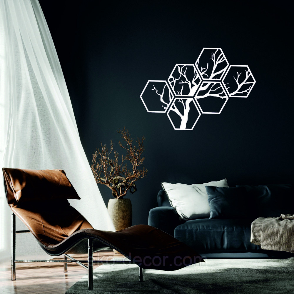 Декоративное настенное Панно «Дерево», Декор на стену 150*106 см, Белый, Ручная работа Киев - изображение 1