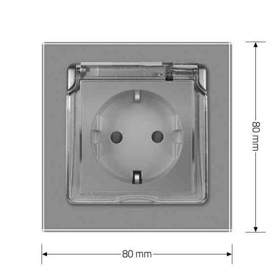 LIVOLO Електрична розетка вологозахисна з кришкою IP44 з заземленням, LIVOLO, сіра, скляна рамк Коломия