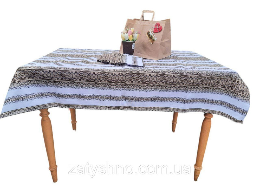 Кавовий комплект скатертина з серветками машинна вишивка 120*140 Київ - фото 2