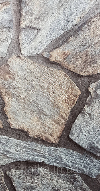 Обои виниловые на флизелине AdaWall Roka 1.06х10 под камень бут структурные коричневые серые серебро 23114-2 Киев - изображение 3