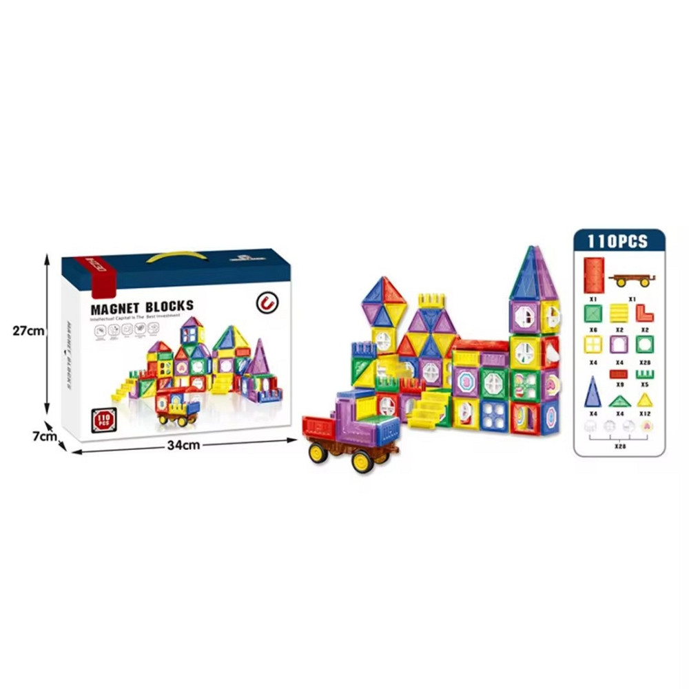 Конструктор магнитный для мальчиков и девочек разноцветный на 110 деталей Каменец-Подольский - изображение 3