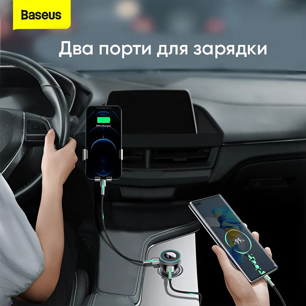 Автомобільний зарядний пристрій з FM-модулятором Baseus Enjoy Car MP3 Charger, колір чорний CCLH-01 Одеса - фото 8