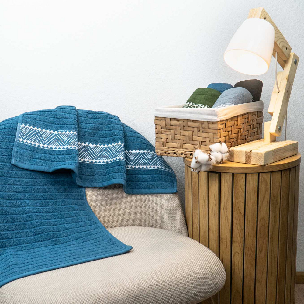 Махровий рушник для обличчя та рук Зіпп GM Textile 50х90см 500г/м2 (Синій) Суми - фото 2