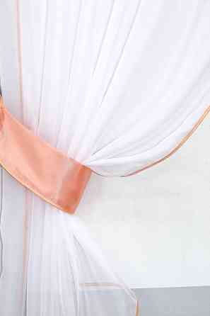 Кухонный комплект VR-Textil № 084к шторки с ламбрекеном белый с персиковым 270х170 см (59-760) Киев