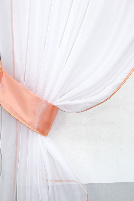 Кухонный комплект VR-Textil № 084к шторки с ламбрекеном белый с персиковым 270х170 см (59-760) Киев - изображение 3