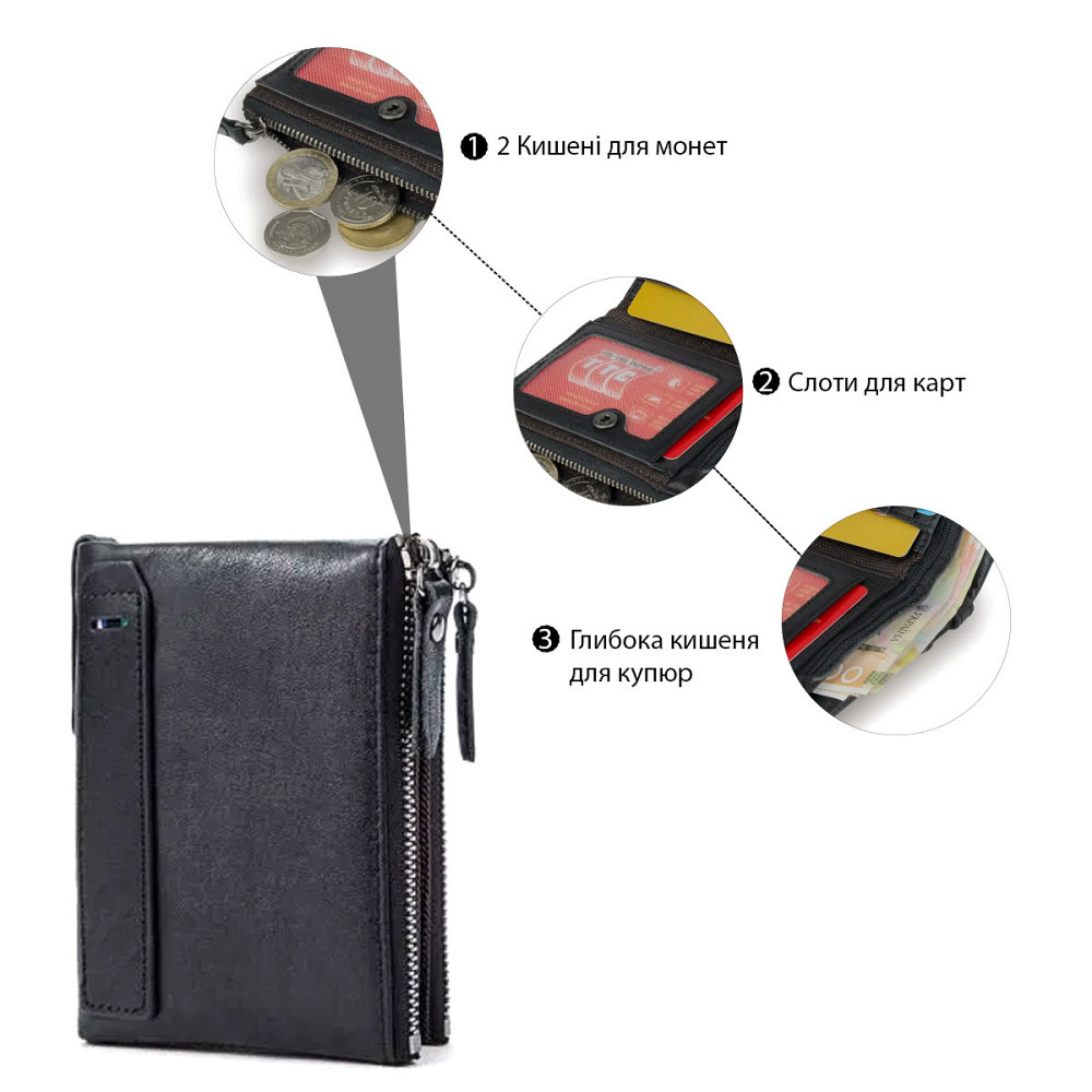 Кошелек унисекс Vintage 14941 Черный Киев - изображение 4