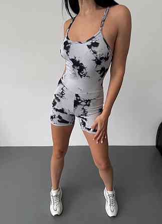 Жіночий літній комбінезон на бретелях з імітацією пушап на попі мікродайвінг Сірий, 42/44 Одеса