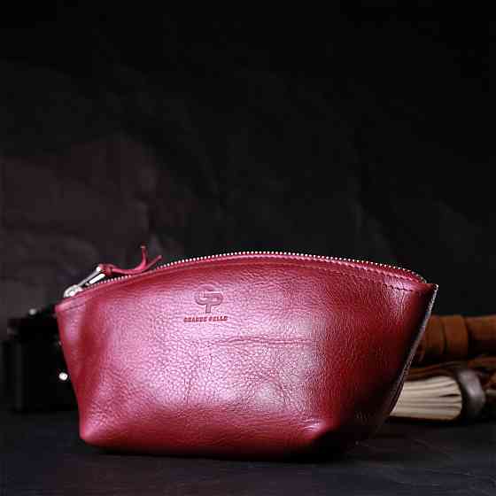 Зручна жіноча шкіряна косметичка GRANDE PELLE 16792 Бордовий Київ