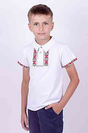 Вышиванка для мальчика, короткий рукав, белая, р.140 топ Киев