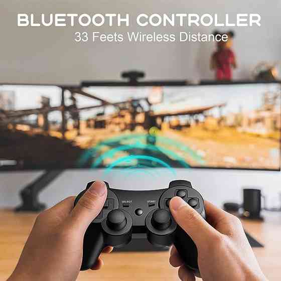 Беспроводной игровой контроллер для PlayStation 3 и ПК — Bluetooth Геймпад, Double Shock, 6-осевой гироскоп, Черный Киев