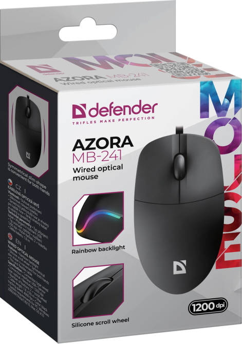 Миша Defender Azora MB-241 Black (52241) (7106519) Київ - фото 3