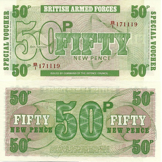 British Armed Forces Британская Армия 50 пенсов военные деньги UNC Полтава - изображение 1