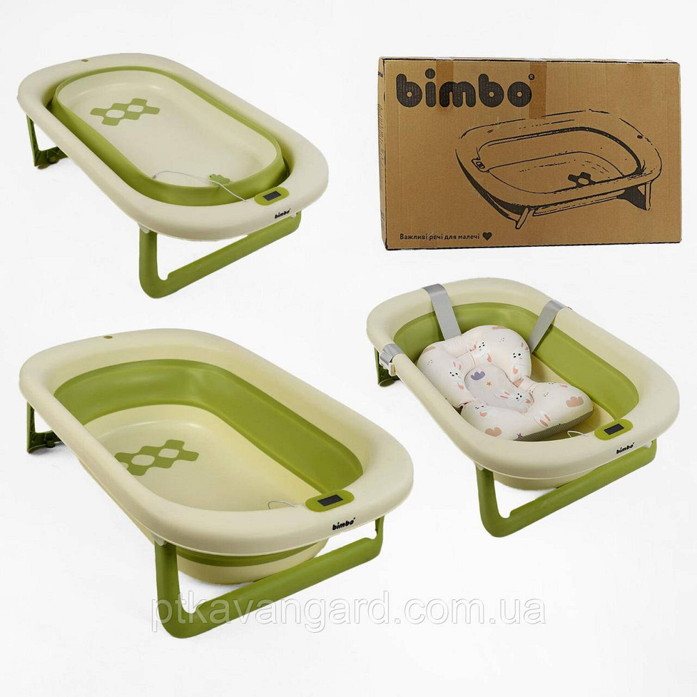 Складна ванна дитяча з термометром + матрац, для новонароджених, анатомічна 79×47×21 см Хмельницький - фото 1