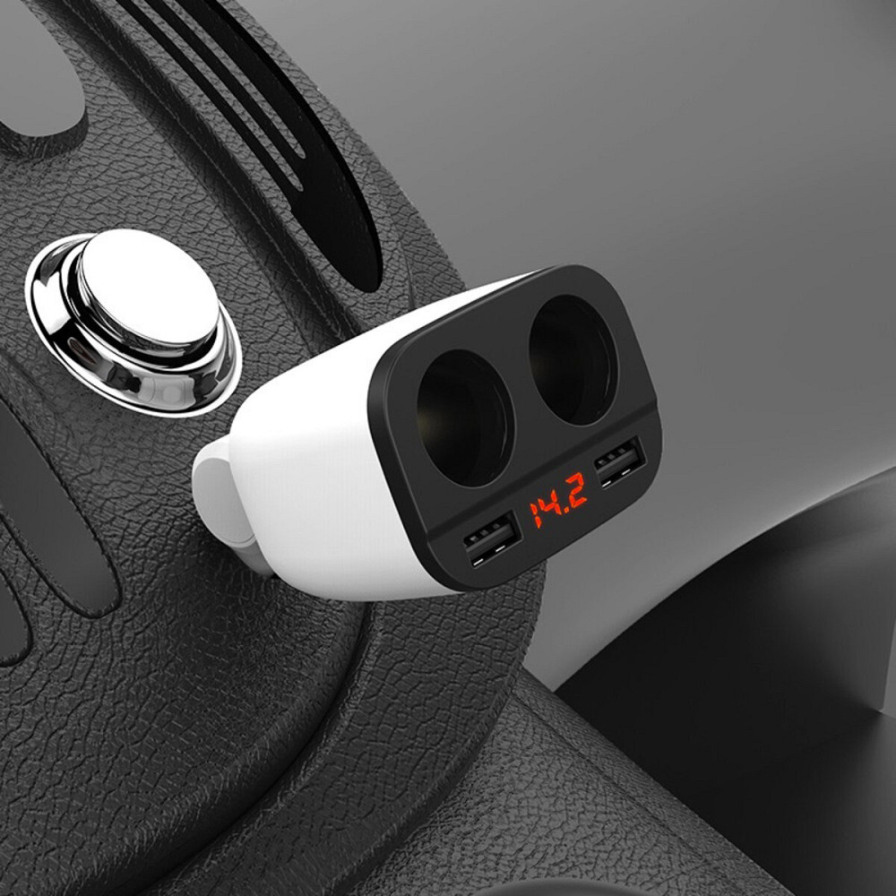 Автомобільний зарядний пристрій HOCO Z28 Power ocean cigarette lighter in-car charger with digital display White Киев - изображение 5