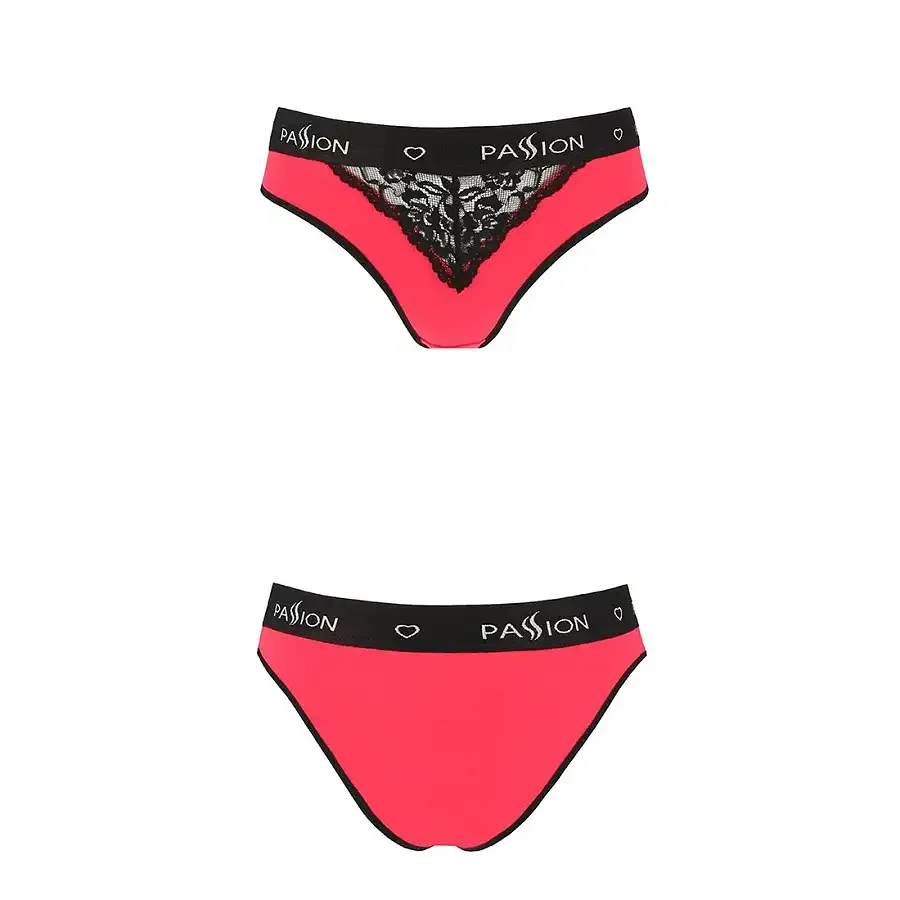 Трусики з широкою гумкою і мереживом Passion PS001 PANTIES S, red-black Львів - фото 4