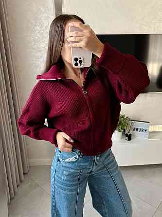 Жіноча базова оверсайз кофта з блискавкою машинна в'язка Одеса