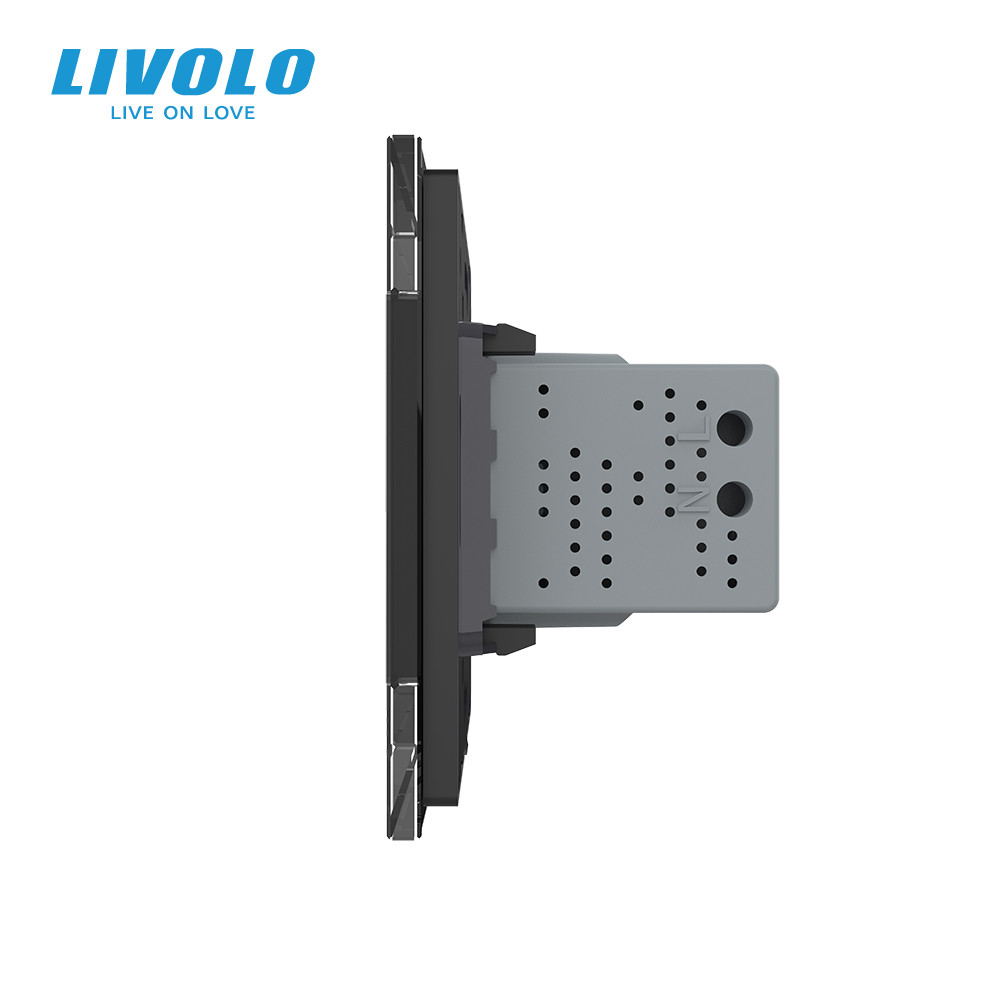 LIVOLO Розетка універсальна з USB розеткою Livolo чорний скло (VL-C7C1AUSB-12) Коломия - фото 5