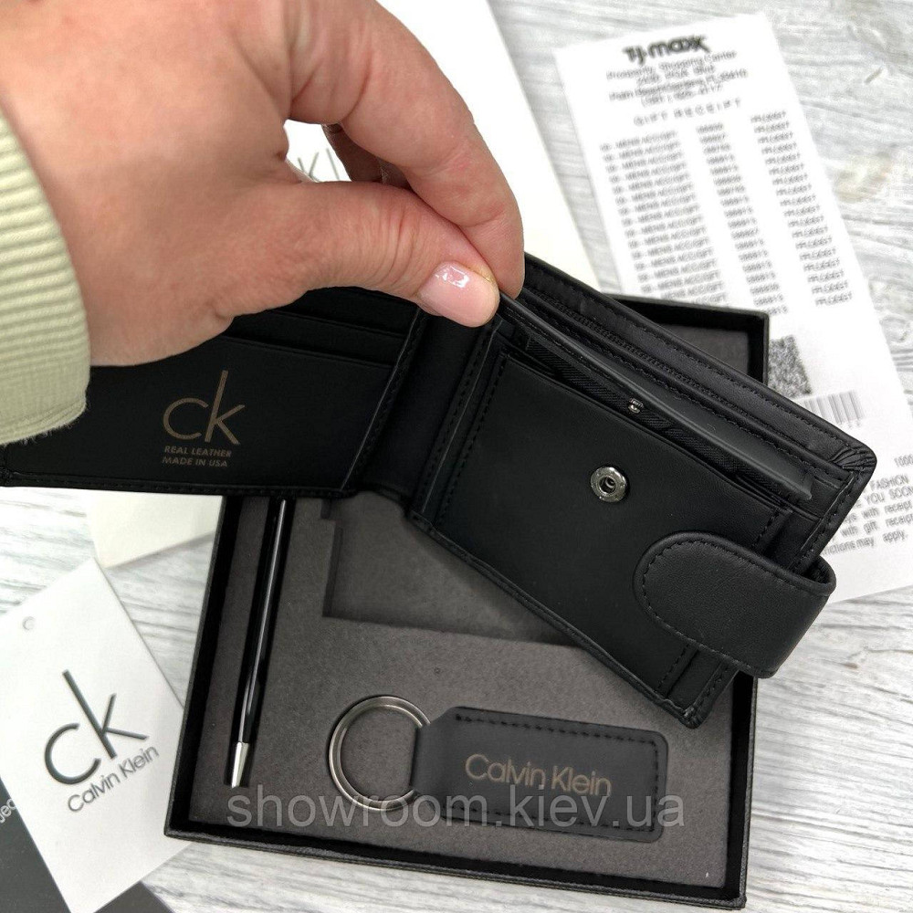 Подарунковий чоловічий шкіряний гаманець Calvin Klein — преміум'якість (8876-3) Київ - фото 10