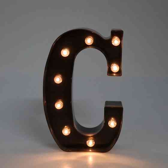 Буква с подсветкой C объемная маленькая 22 на 14 см черный Киев