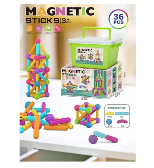 Магнітний конструктор Magnetic Sticks у валізці 36 деталей (158-22) Чернігів - фото 1