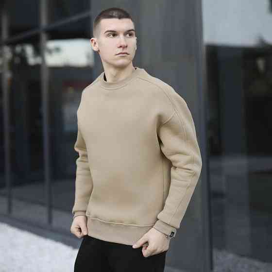 Бежевый свитшот теплый для мужчин. Оверсайз свитшот бежевый Pobedov Hubble Киев