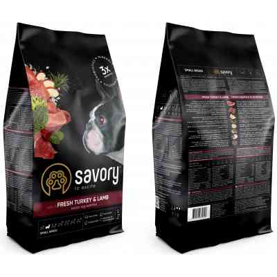 Сухой корм для собак Savory Small Breed rich in Fresh Turkey and Lamb 3 кг (4820232630358) Винница