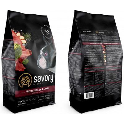 Сухий корм для собак Savory Small Breed rich in Fresh Turkey and Lamb 3 кг (4820232630358) Вінниця - фото 2