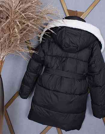 Детская черная зимняя куртка пальто на девочку подростка 164 Николаев