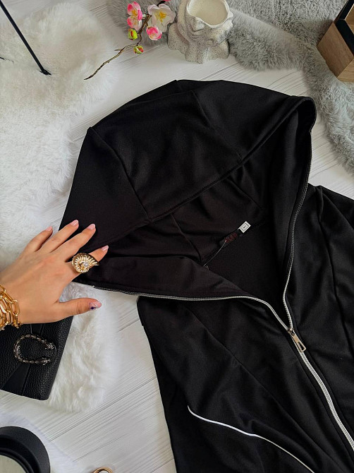 Жіноча стильна повсякденна сукня з кантом еластичний трикотаж пума Чорна, 46/48 Одеса - фото 4